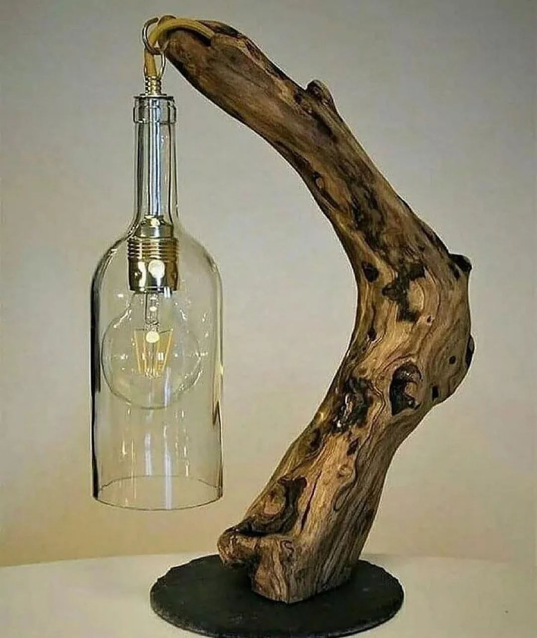 A unique lamp crafted from driftwood