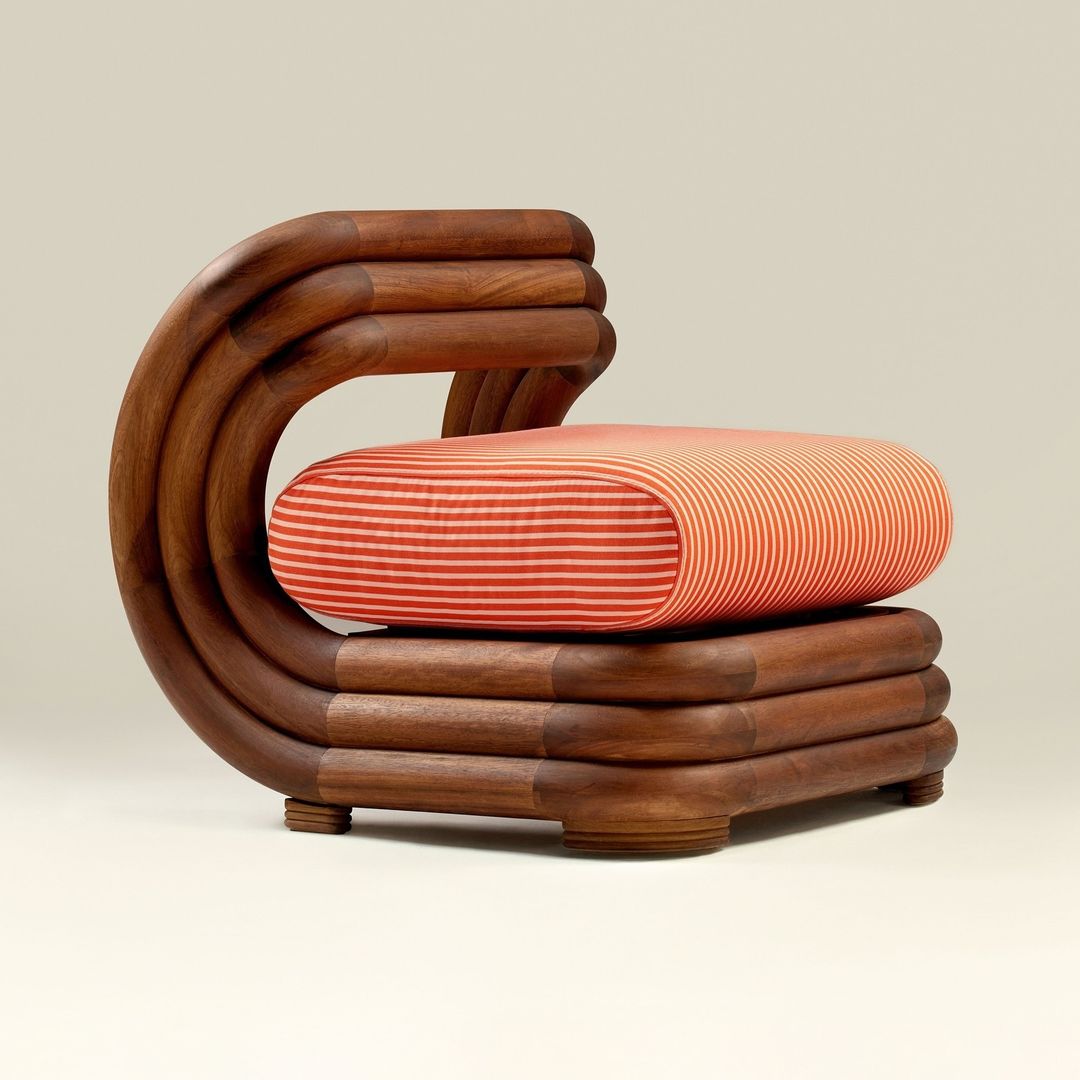 Unique Sculptural Wooden Armchair