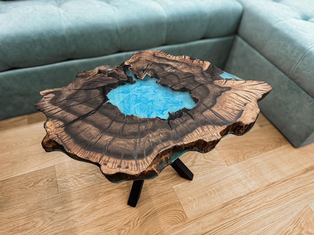 Unique Wood and Resin Coffee Table