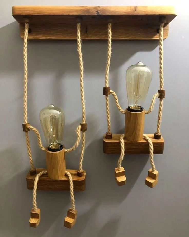 Unique Wooden Swing-Inspired Wall Lamps