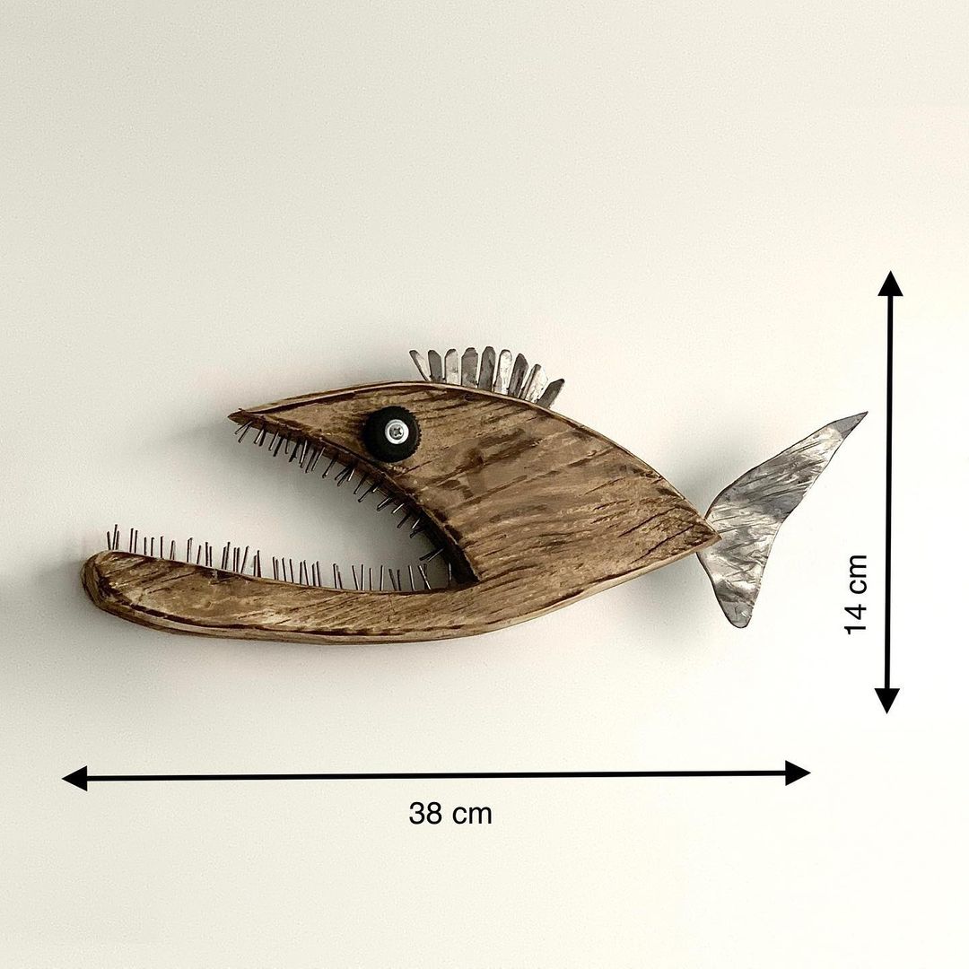 Whimsical Wooden Fish Sculpture