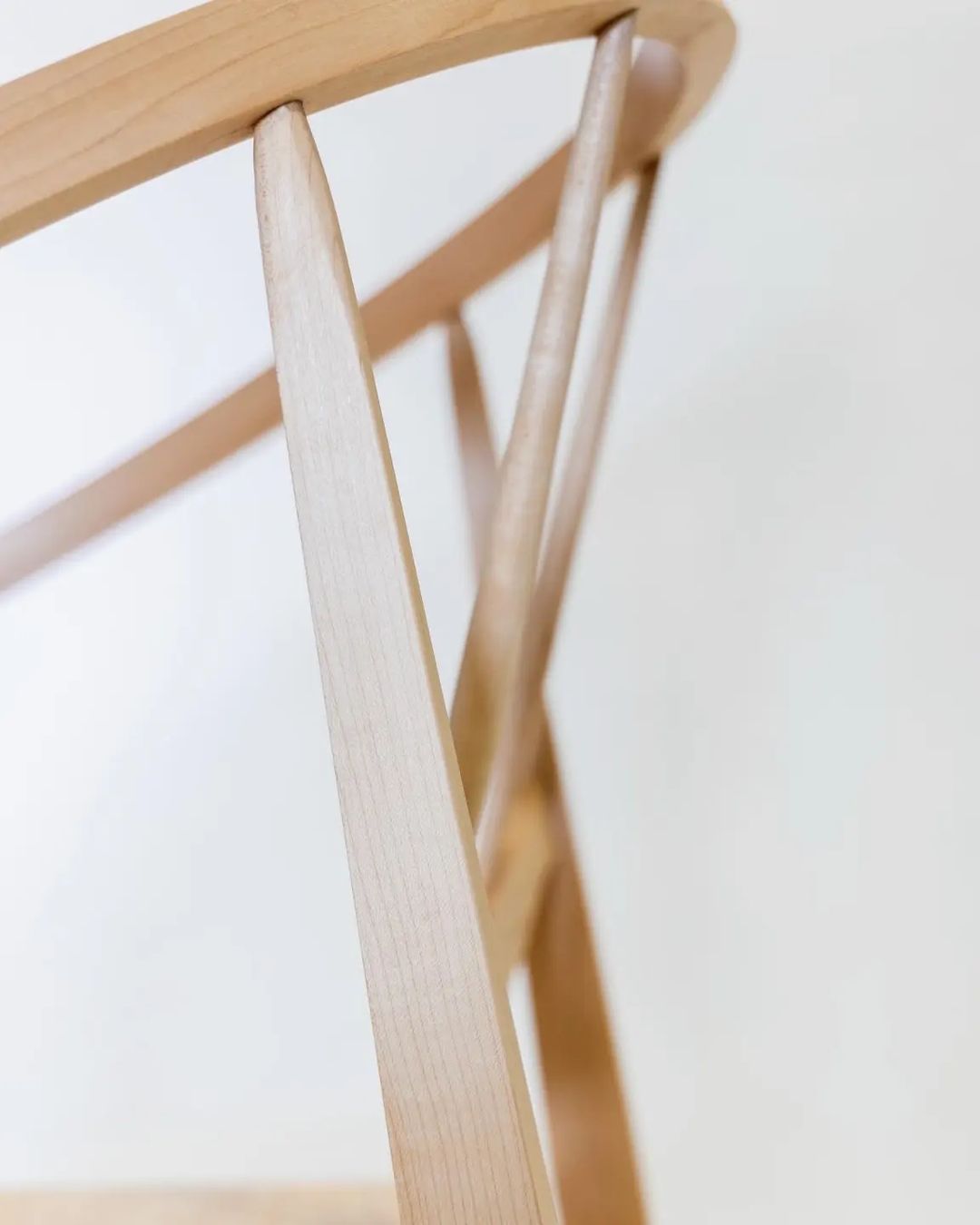 Close-up view of a wooden chair detail