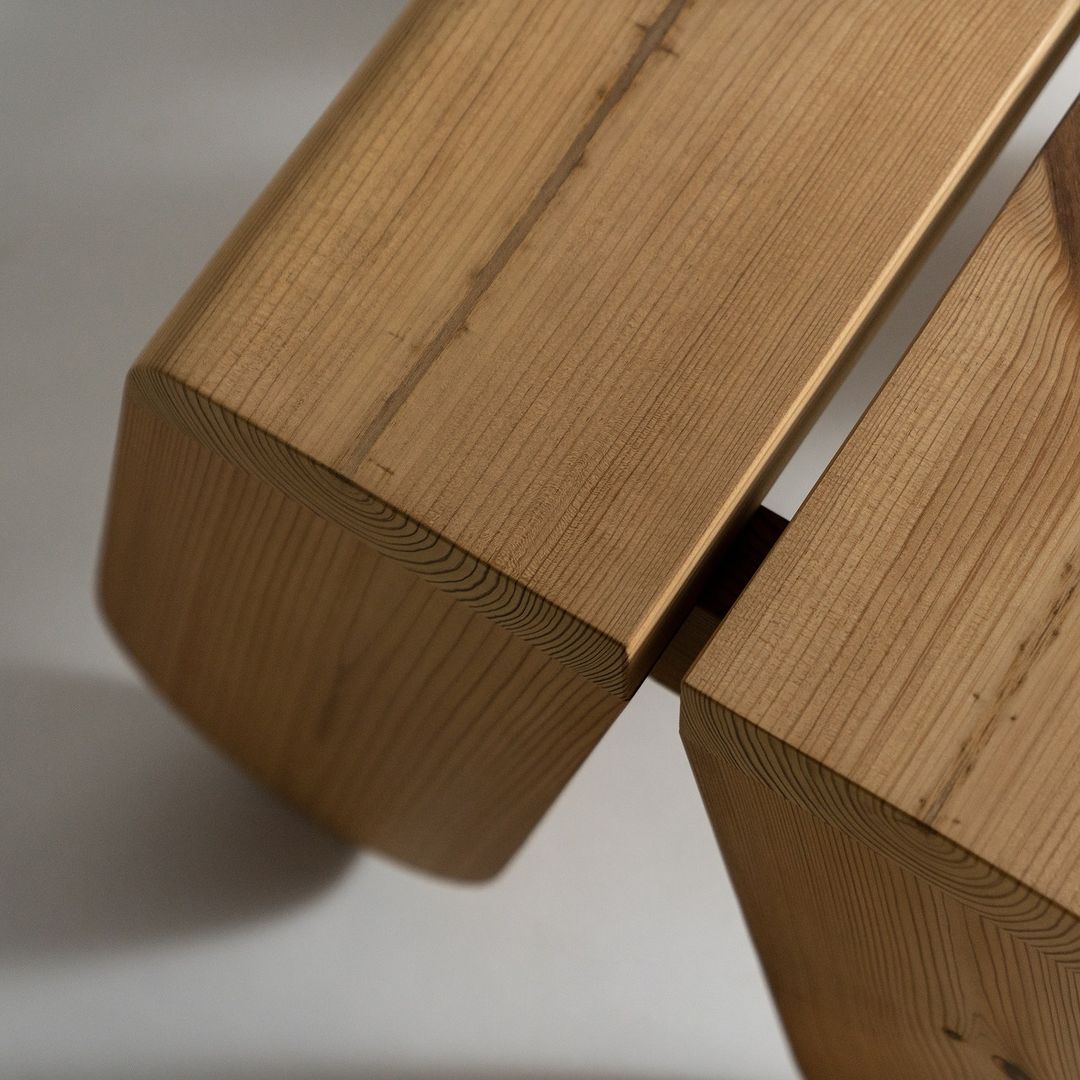 Close-up view of a wooden furniture piece with visible textures and grain