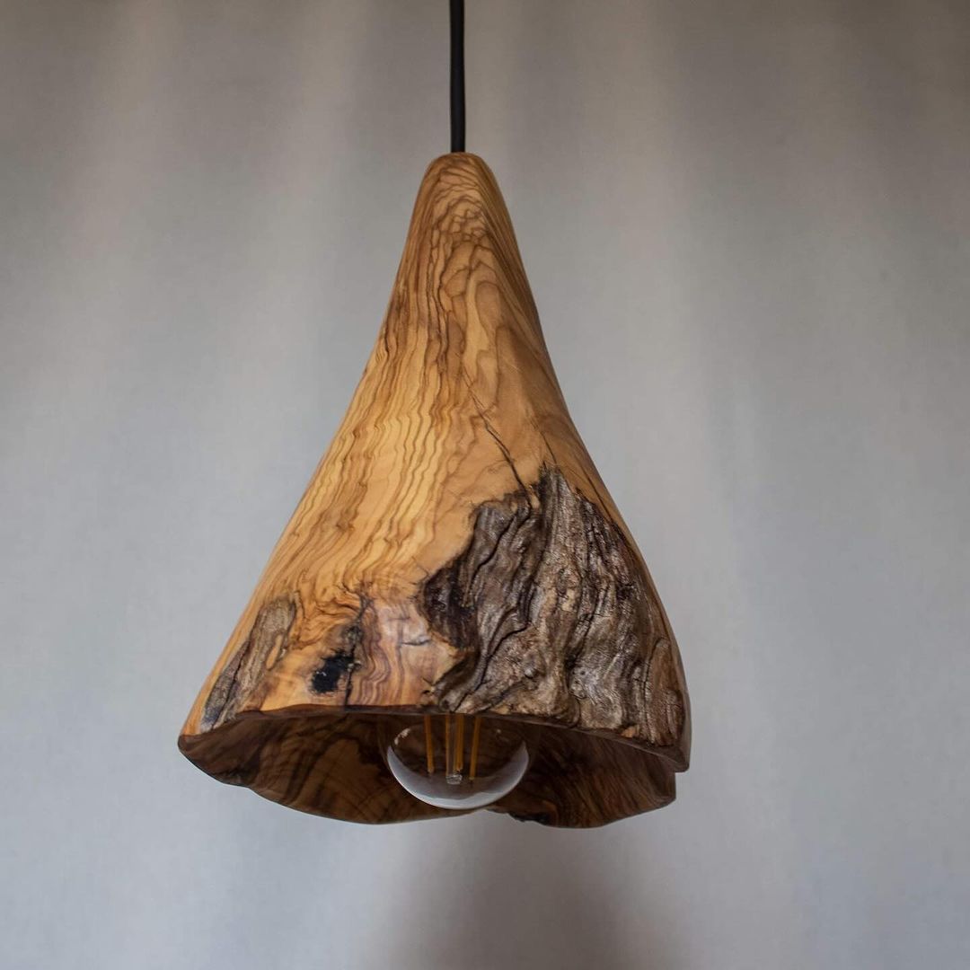 A unique wooden pendant light