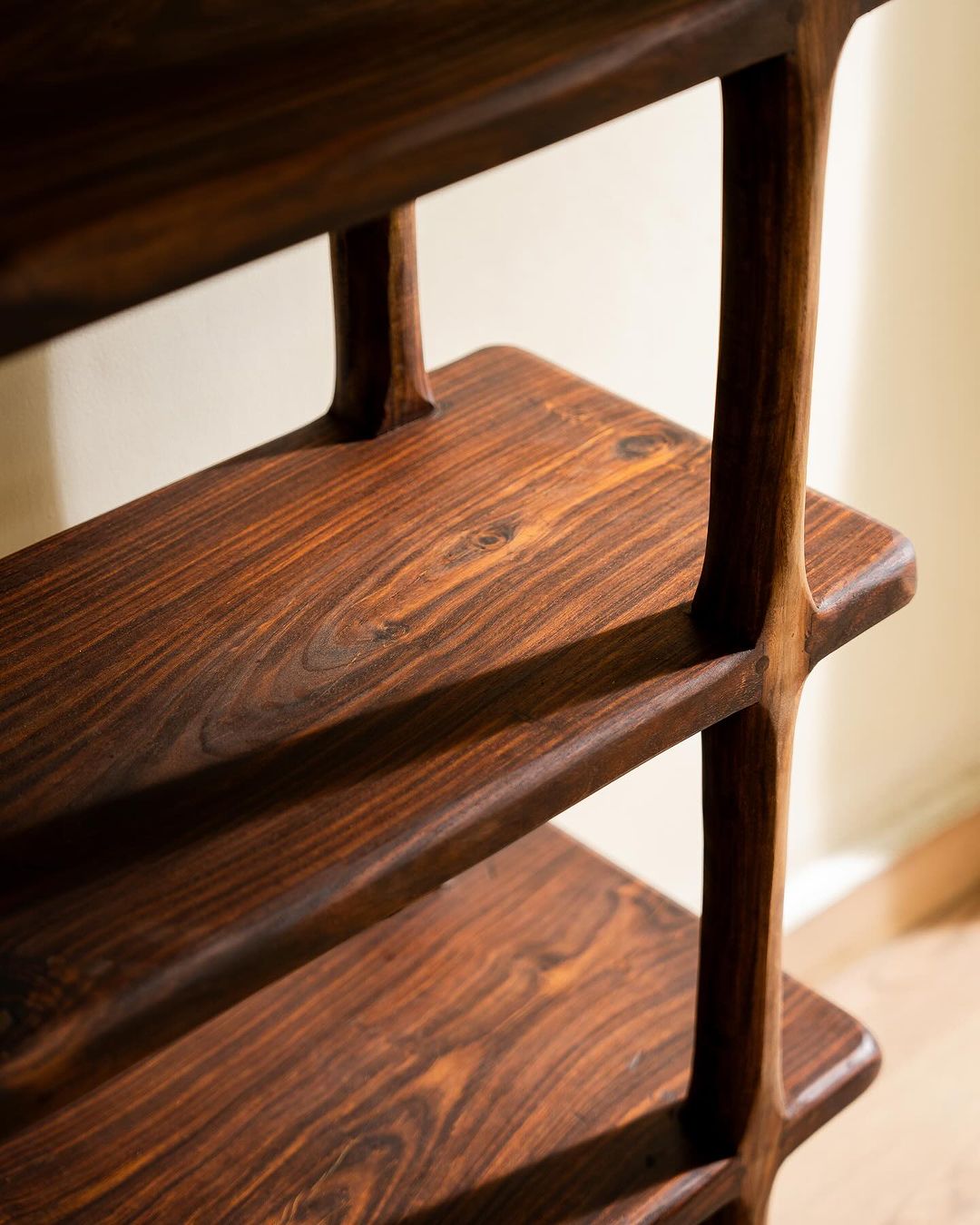 Close-up of a wooden staircase