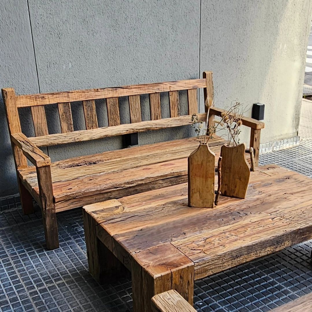 Rustic outdoor wooden furniture