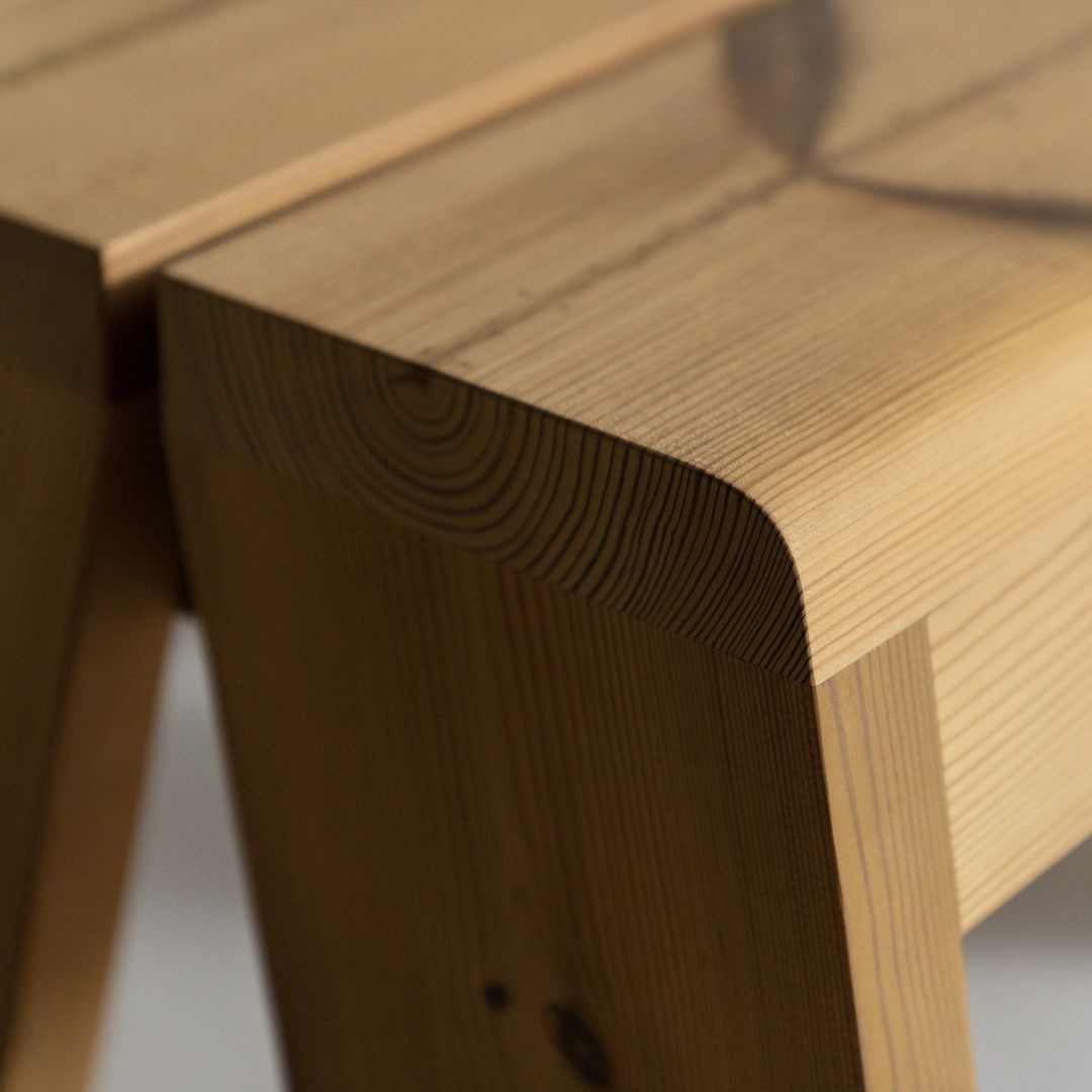 Close-up view of the craftsmanship in a wooden table