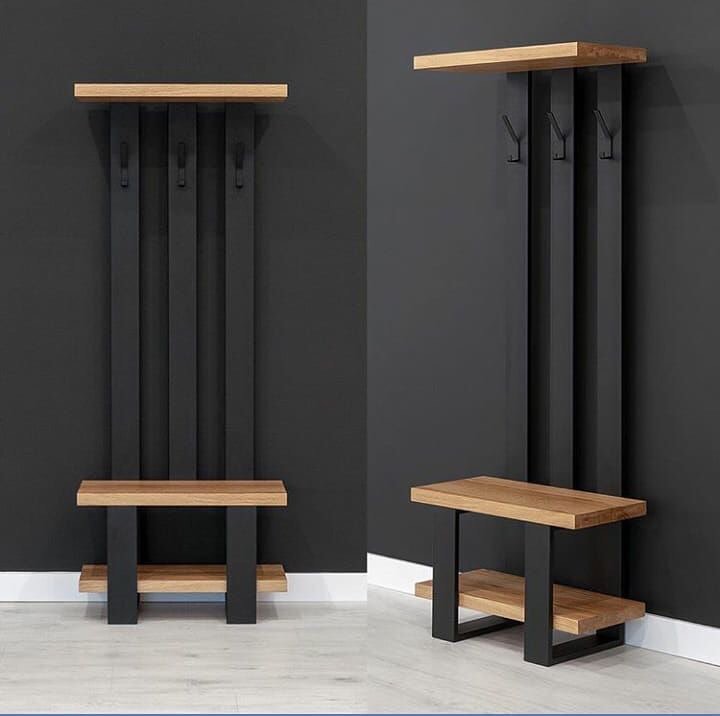 Contemporary minimalist hallway bench and coat rack