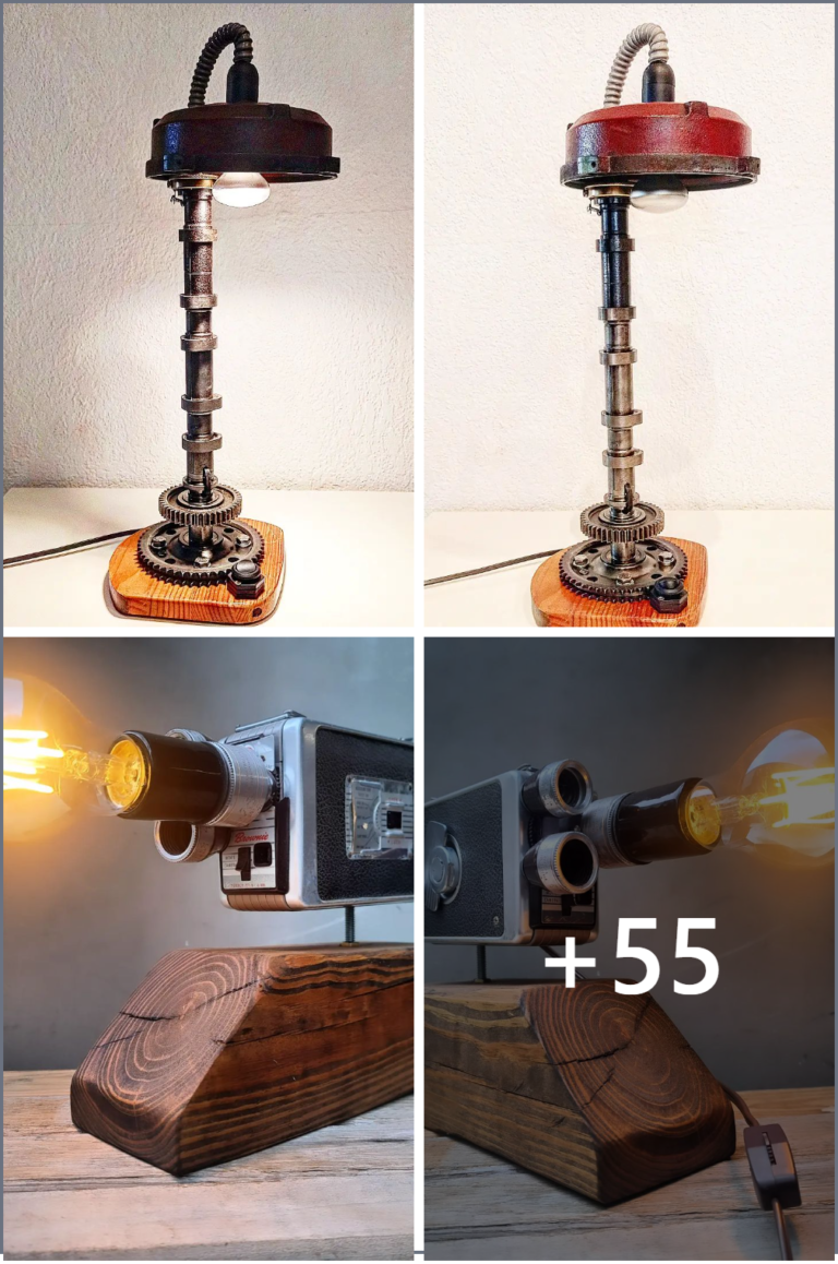 A unique lamp made from a combination of materials