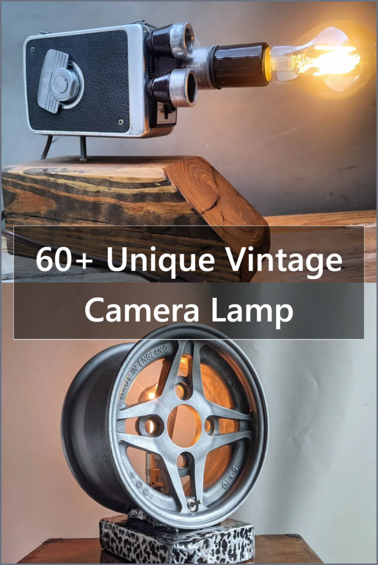 A unique lamp design fashioned from a vintage camera